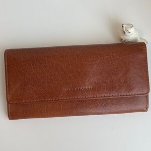 Jack Georges RFID HAND-STAINED BUFFALO LEATHER Clutch Wallet Color Honey